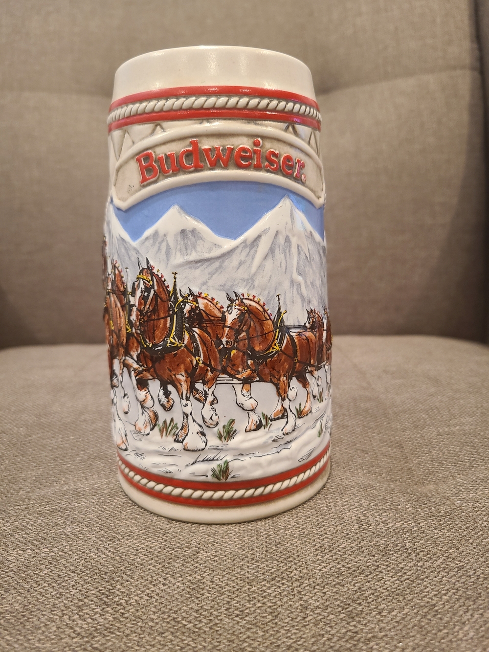 Vintage 1985 Budweiser "A" Series Holiday Beer Stein